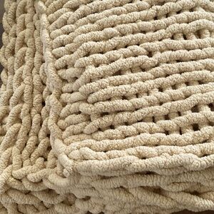 Beige Oatmeal Crochet Blanket